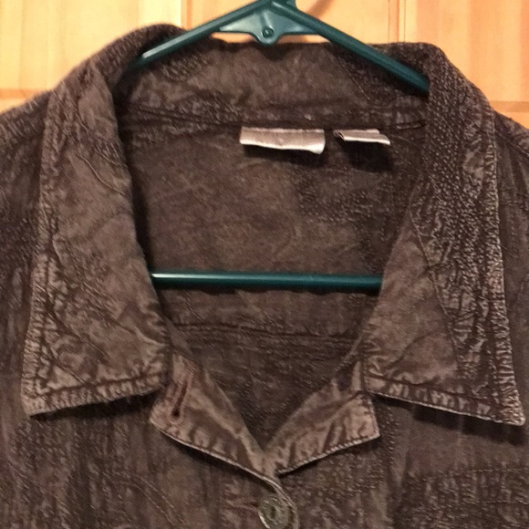 Chico’s Chocolate Brown Jean Style Jacket with Textured Quilt Stitching - Picture 5 of 9